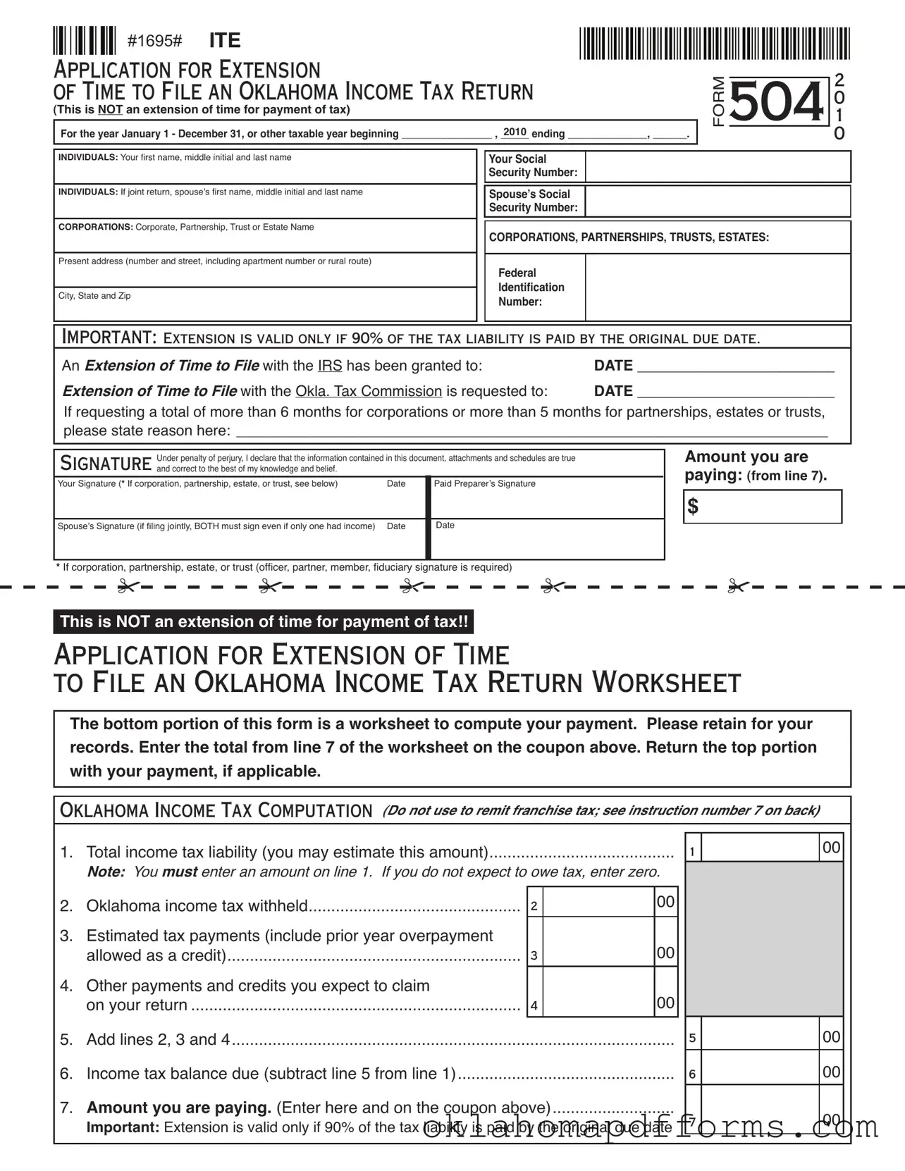 Fill Your 504 Oklahoma Form