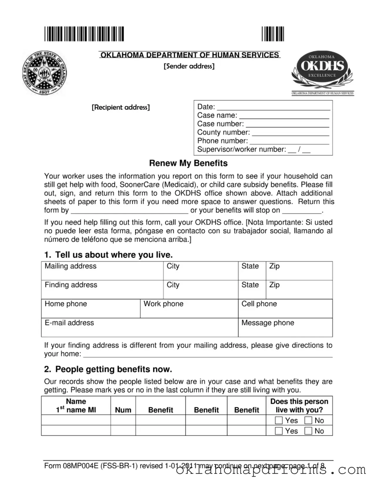 Fill Your Okdhs Fss Br1 Form
