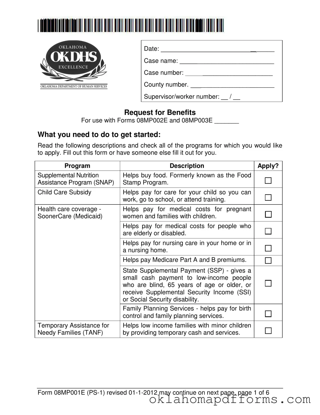 Fill Your Okdhs Form