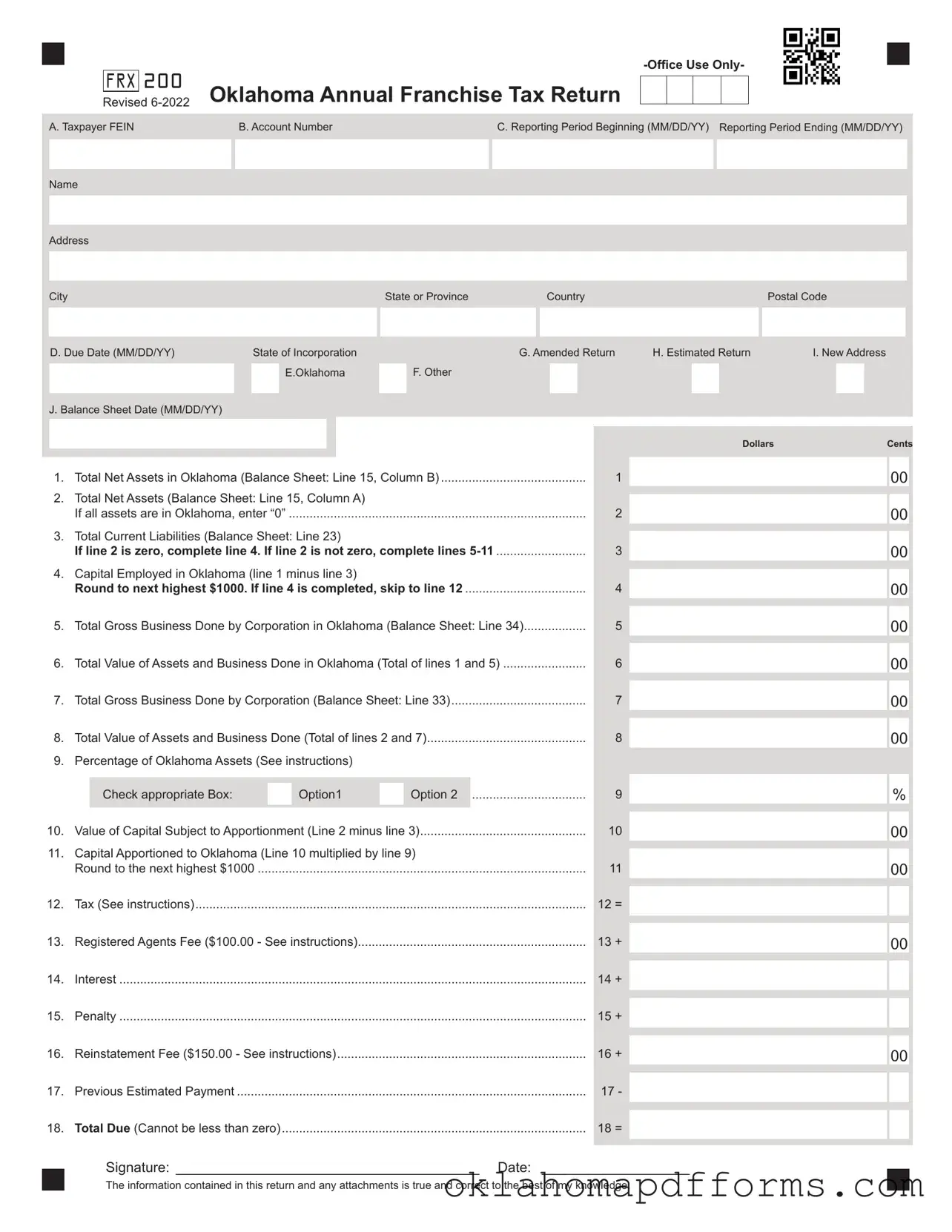 Fill Your Oklahoma 200 Form