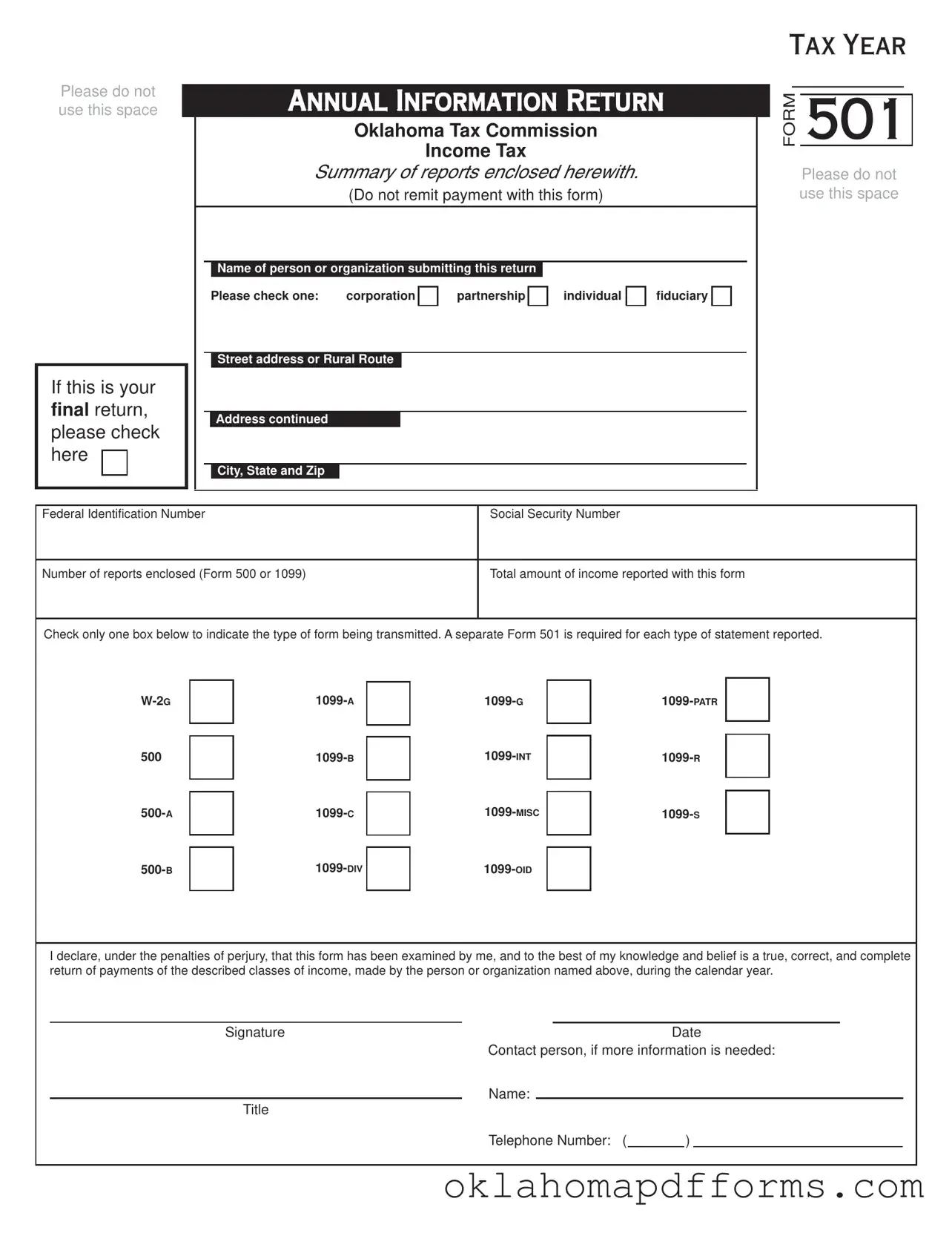 Fill Your Oklahoma 501 Form