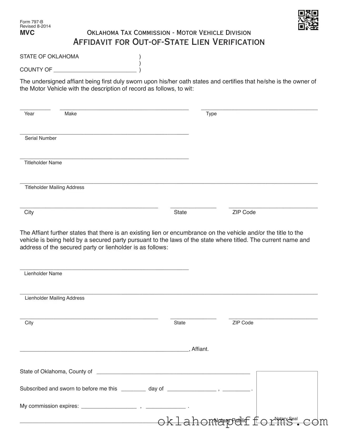 Fill Your Oklahoma 797 B Form