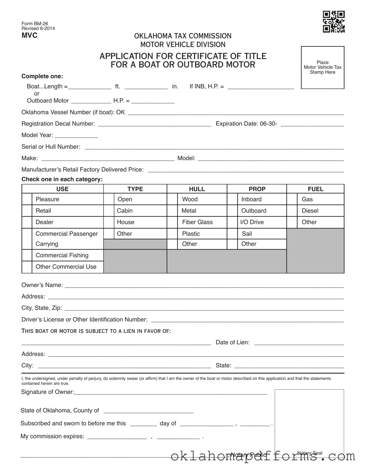 Fill Your Oklahoma Bm 26 Form