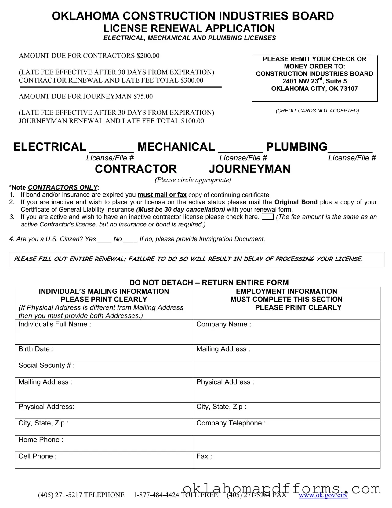 Fill Your Oklahoma Industries Board Form