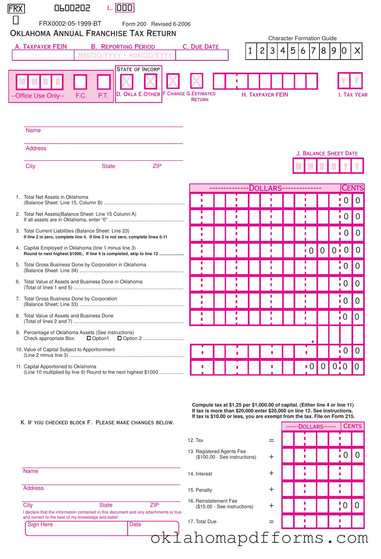 Fill Your Oklahoma Tax Return 200 Form