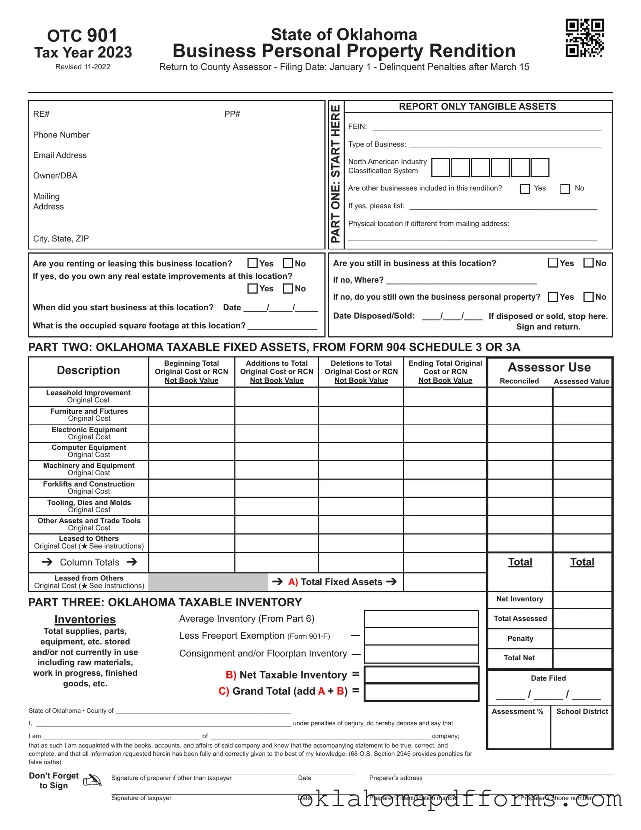 Fill Your Otc 901 Oklahoma Tax Form