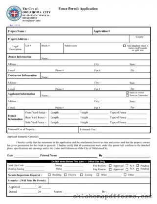 Fill Your Fence Permit Application Oklahoma Form