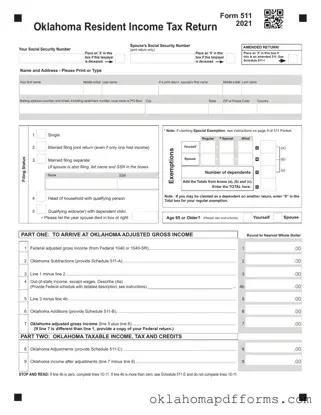 Fill Your Oklahoma 511 Form