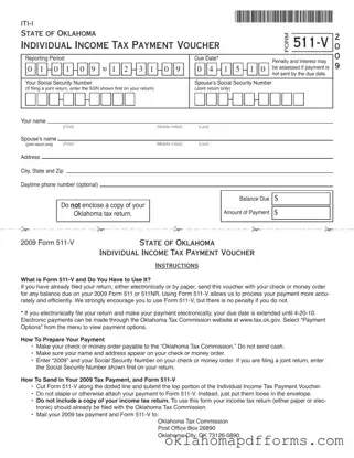 Fill Your Oklahoma 511 V Form