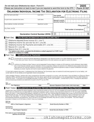 Fill Your Oklahoma 511Ef Form