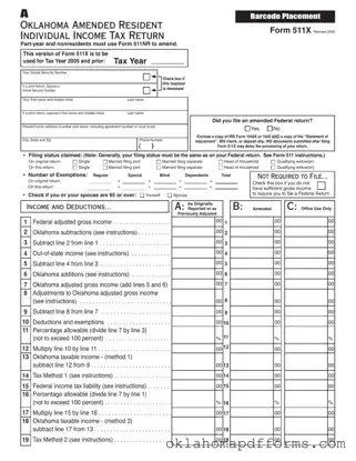 Fill Your Oklahoma 511X Form