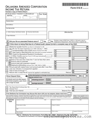 Fill Your Oklahoma 512 X Form