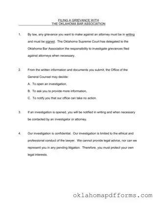 Fill Your Oklahoma Grievance Form