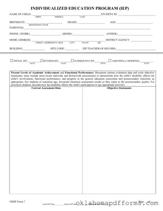 Fill Your Oklahoma Iep Form