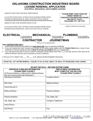 Fill Your Oklahoma Industries Board Form