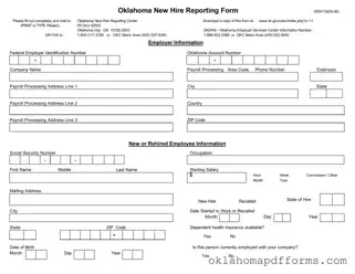 Fill Your Oklahoma New Hire Reporting Form