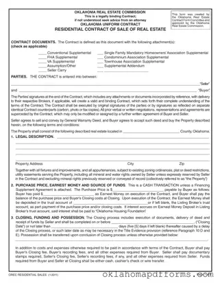 Fill Your Oklahoma Real Estate Contract Sale Form