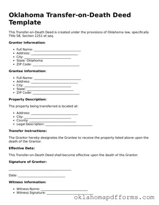 Free Transfer-on-Death Deed Document for the State of Oklahoma